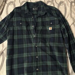 Carhartt Dark Green and Black Plaid Shirt